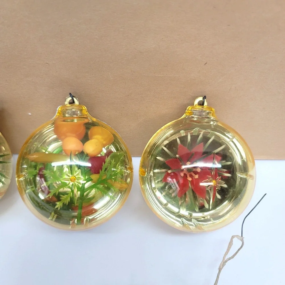 Vintage Christmas Lot Diorama Balls & Elf Ornaments Gold Deer Floral Decor